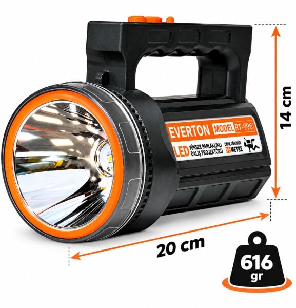RT-996 50W 5000 Lümen Şarjlı LED El Feneri 1 KM Menzilli Su Geçirmez Dalış Projektörü 4000 mAh