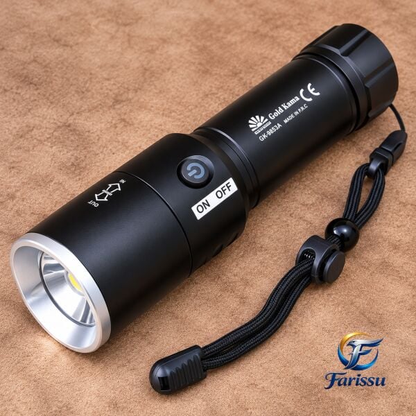 GoldKama GK8055A 50W LED Şarjlı El Feneri 5000 mAh, 4 Işık Modlu, Zoomlu, Type-C Şarjlı, Uzun Menzilli