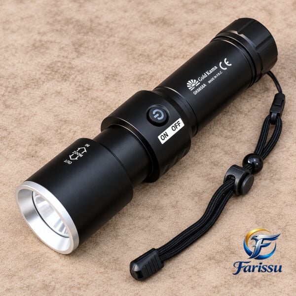 GoldKama GK8055A 50W LED Şarjlı El Feneri 5000 mAh, 4 Işık Modlu, Zoomlu, Type-C Şarjlı, Uzun Menzilli