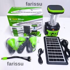 Gold Silver GS-906 Solar Enerjili Şarjlı Fener – Bluetooth, Radyo, USB, Güneş Paneli Dahil