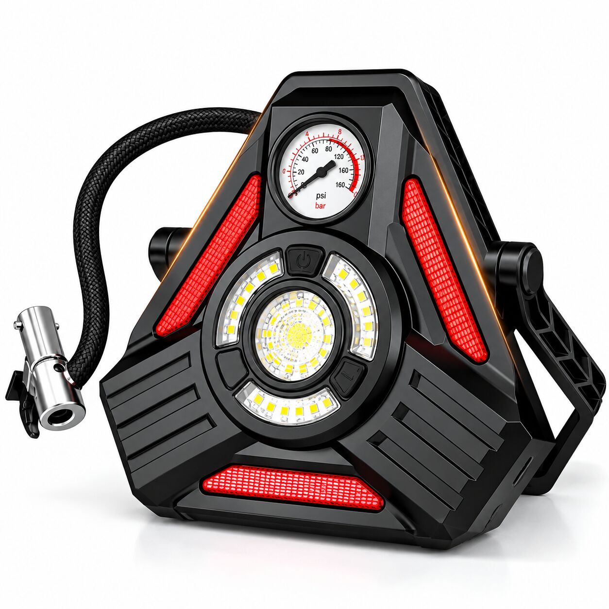 CQB-V6 Şarjlı Hava Pompası ve LED Lamba, 7 Işık Modlu, Basınç Göstergeli