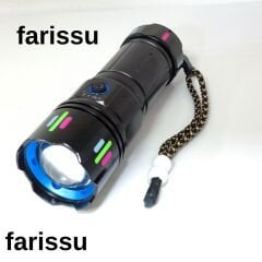 Şarjlı LED El Feneri | 100W | 8000-12000 Lümen | Zoomlu | 4500 mAh | Renkli Lensli