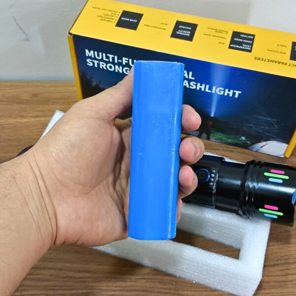100W Şarjlı Zoomlu LED El Feneri | 9000 mAh | 8000-12000 Lümen | Renkli Lensli | Type-C Şarjlı