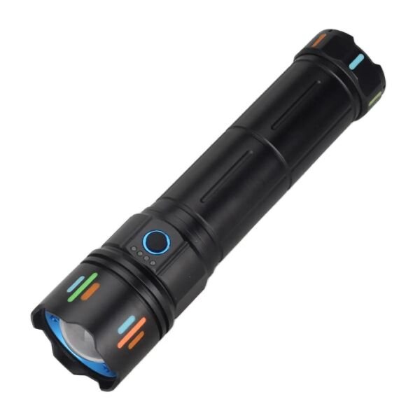 100W Şarjlı Zoomlu LED El Feneri | 9000 mAh | 8000-12000 Lümen | Renkli Lensli | Type-C Şarjlı