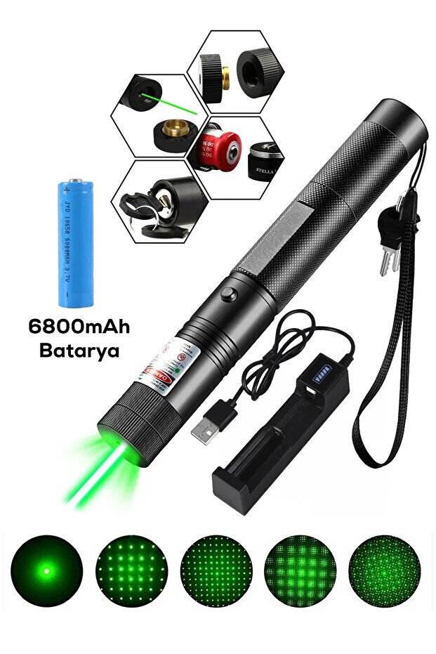 Turbo X Yeşil Şarjlı Lazer Pil Anahtar - Uzun Menzilli, Güçlü Ve Çoklu Işık Efektli Er