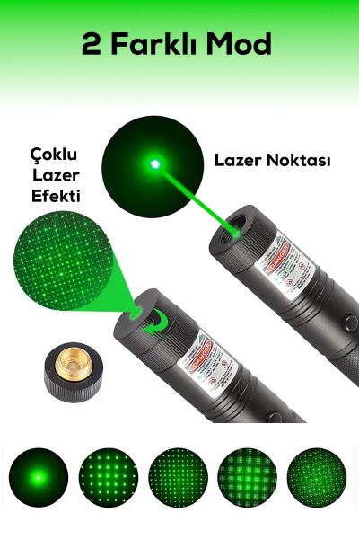 Turbo X Yeşil Şarjlı Lazer Pil Anahtar - Uzun Menzilli, Güçlü Ve Çoklu Işık Efektli Er