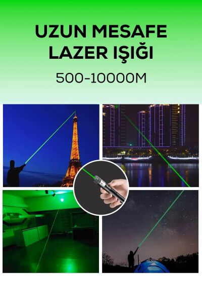 Turbo X Yeşil Şarjlı Lazer Pil Anahtar - Uzun Menzilli, Güçlü Ve Çoklu Işık Efektli Er