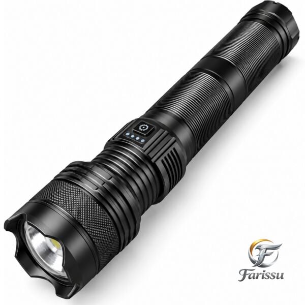 20000 Lümen Şarjlı LED El Feneri, 2-3 KM Menzilli, Zoomlu, 5 Modlu, Powerbank Özelliklİ