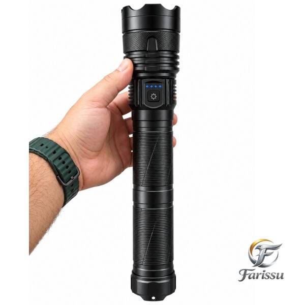 20000 Lümen Şarjlı LED El Feneri, 2-3 KM Menzilli, Zoomlu, 5 Modlu, Powerbank Özelliklİ