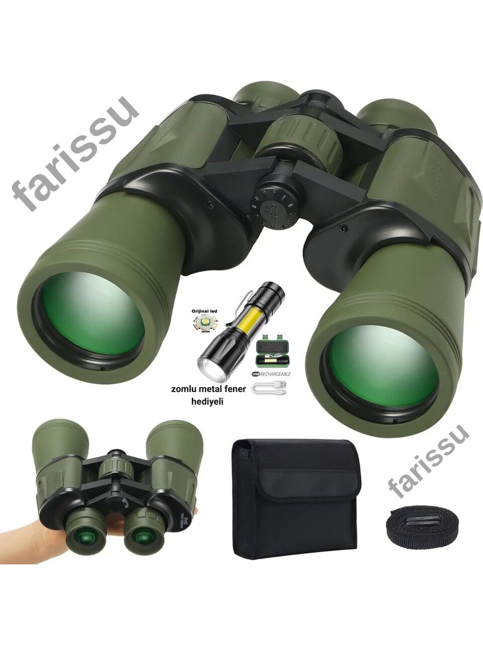 Gold Kama 100x100 Profesyonel Dürbün – 20x Zoom | 50mm Lens | BAK-4 Prizma | Zimlu Mini Fener Hediyeli