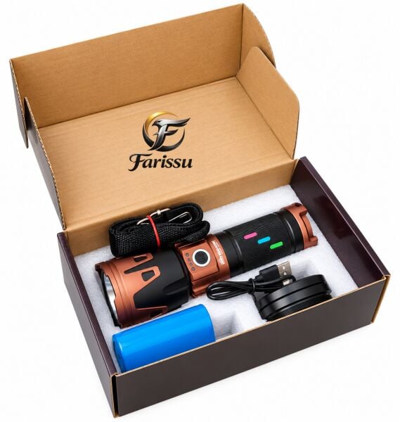 60W 6000 Lümen LED El Feneri – 1-2 KM Menzilli, Zoomlu, Ateş Yakma Özellikli, 4 Modlu, Type-C Şarjlı, Powerbank Özellikli
