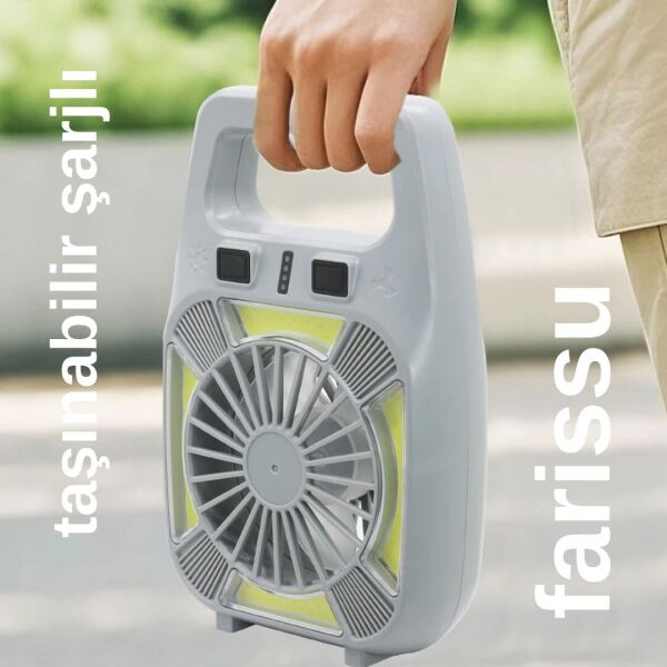 Gold Silver GS-265 Şarjlı Fanlı Işık – 10W Güç | Type-C Şarj | LED Işık + Fan | Su Geçirmez Tasarım