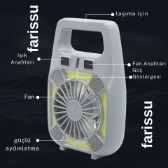 Gold Silver GS-265 Şarjlı Fanlı Işık – 10W Güç | Type-C Şarj | LED Işık + Fan | Su Geçirmez Tasarım