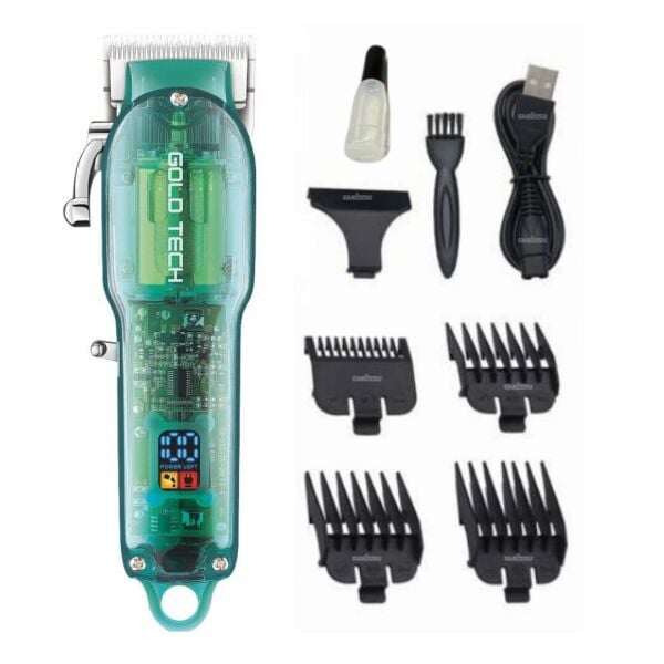 Şeffaf Gövdeli Profesyonel Saç Kesme Makinesi – 200 Dakika Kullanım | Ayarlanabilir Bıçak | Japon Motor Teknolojisi