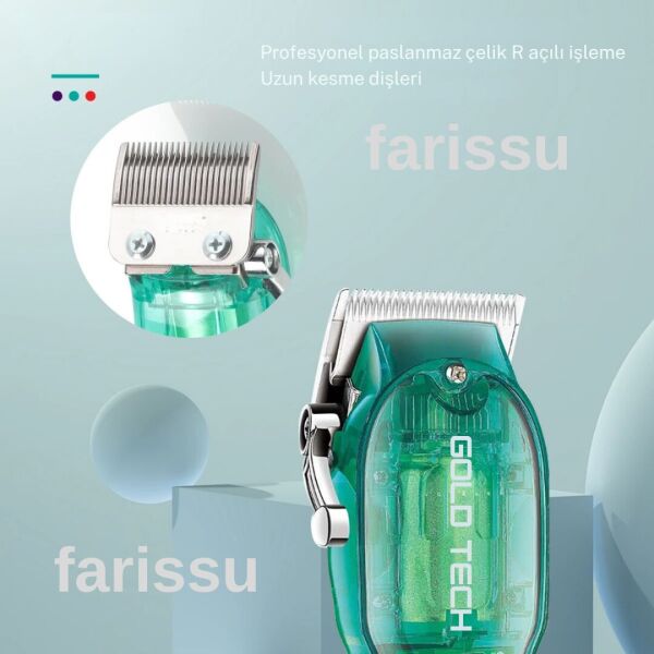 Şeffaf Gövdeli Profesyonel Saç Kesme Makinesi – 200 Dakika Kullanım | Ayarlanabilir Bıçak | Japon Motor Teknolojisi