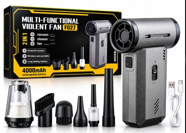 Multi-Functional Violent Fan F027 (2'si 1 Arada Çok Fonksiyonlu Turbo Fan ve El Süpürgesi)