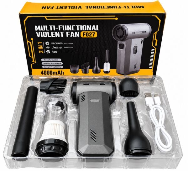 Multi-Functional Violent Fan F027 (2'si 1 Arada Çok Fonksiyonlu Turbo Fan ve El Süpürgesi)