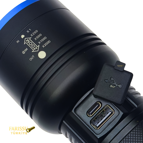 GS-14300  Şarjlı Avcı Feneri | 30W 3000 Lümen | 8000 mAh Li-ion Batarya | Taşıma Çantalı