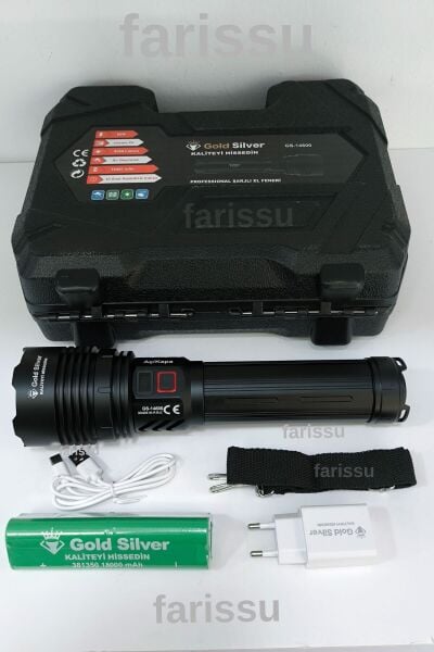 Gold Silver GS-14600 Şarjlı El Feneri | 80W 8000 Lümen - 18000 mAh Powerbank Özellikli