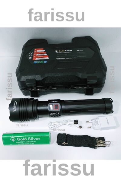 Gold Silver GS-14600 Şarjlı El Feneri | 80W 8000 Lümen - 18000 mAh Powerbank Özellikli