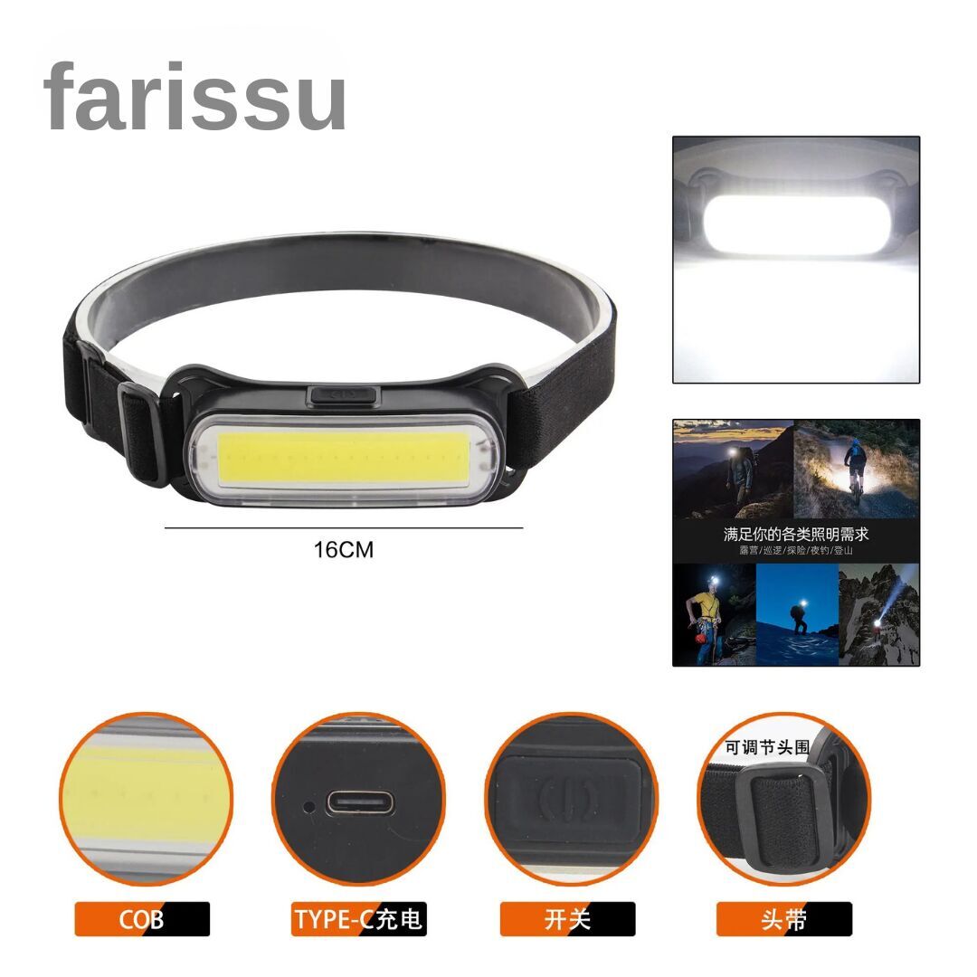Şarjlı COB LED Kafa Lambası | Type-C Girişli, 350 Lümen | Su Geçirmez, Hafif ve Kompakt Tasarım
