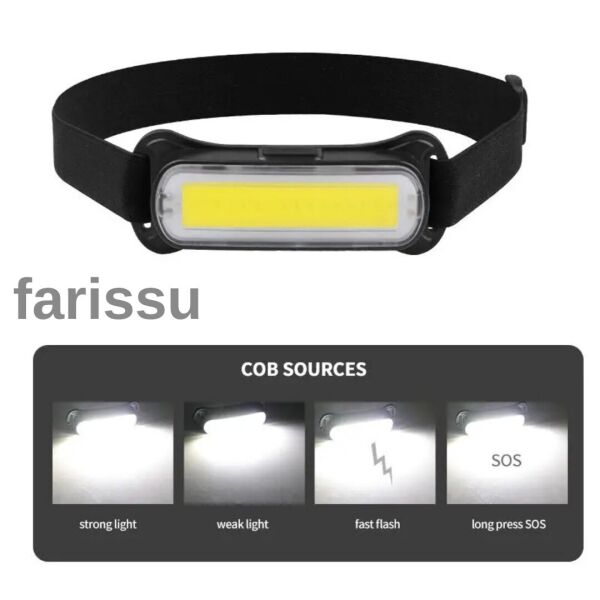 Şarjlı COB LED Kafa Lambası | Type-C Girişli, 350 Lümen | Su Geçirmez, Hafif ve Kompakt Tasarım