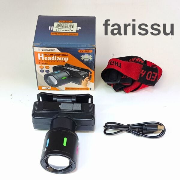 Şarjlı Kafa Lambası KX-1832 | 60W LED Zoomlu | 3000mAh | Kamp & Açık Hava Kullanımı