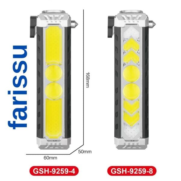 Çok Fonksiyonlu Oto Acil Durum El Feneri - COB LED, Güneş Enerjili, Cam Kırıcı & Kemer Kesici