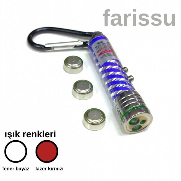 Farissu Çok Fonksiyonlu Lazer Pointer ve LED El Feneri Anahtarlık