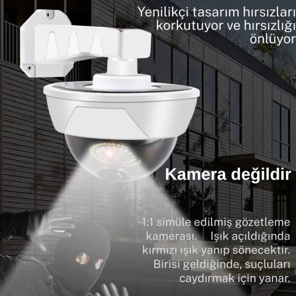 Gerçekçi Görünümlü Sahte Güvenlik Kamerası | Kırmızı Işıklı | Hırsız Önleyici Simülasyon Kamera
