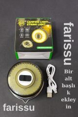 Güneş Enerjili Kamp Feneri ve 8 Metre 6 Modlu Renkli Peri LED Işık Seti | USB Şarjlı, Portatif ve Çok Fonksiyonlu
