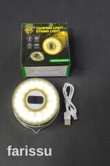 Güneş Enerjili Kamp Feneri ve 8 Metre 6 Modlu Renkli Peri LED Işık Seti | USB Şarjlı, Portatif ve Çok Fonksiyonlu