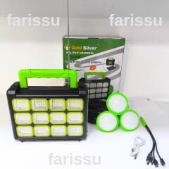 Gold Silver GS-908 200W Güneş Enerjili Şarjlı Fener - Bluetooth, USB, Radyo ve MP3 Özellikli