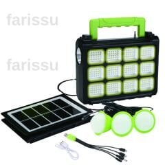 Gold Silver GS-908 200W Güneş Enerjili Şarjlı Fener - Bluetooth, USB, Radyo ve MP3 Özellikli