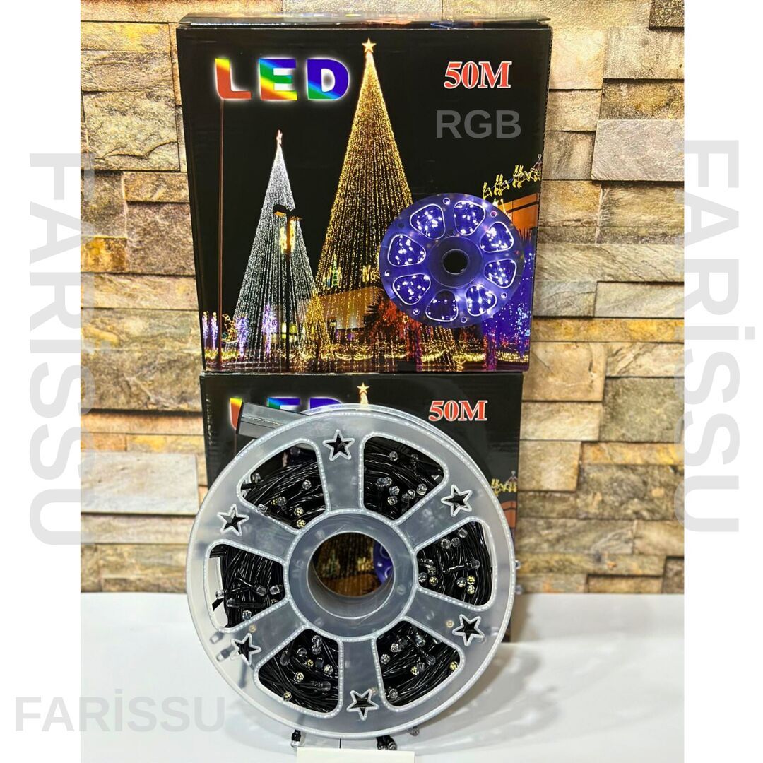 50 Metre RGB Renkli LED Işık Zinciri – Dış Mekan Uyumlu, 8 Modlu Fişli Dekoratif Aydınlatma