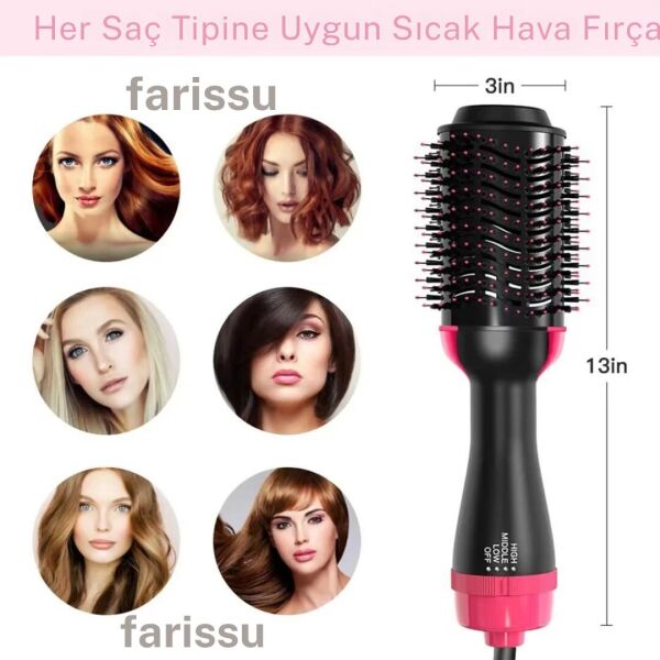 Waer WA-4118 Saç Şekillendirici Fön Tarağı | Düzleştirici & Kurutucu | 3’ü 1 Arada Profesyonel