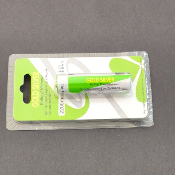 Gold Silver 2 Adet 18650 2200mAh 3.7V Şarjlı Pil | El Feneri ve Kafa Feneri Uyumlu