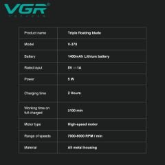 VGR V-378 Profesyonel Yüksek Hızlı Folyo Tıraş Makinesi - Kırmızı ve Siyah Renk Seçenekleriyle