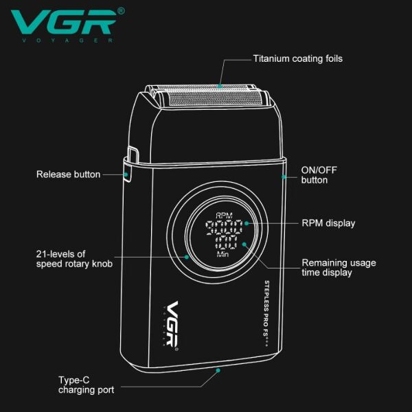 VGR V-378 Profesyonel Yüksek Hızlı Folyo Tıraş Makinesi - Kırmızı ve Siyah Renk Seçenekleriyle Kırmızı