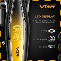 VGR V-270 Profesyonel Saç Kesme Makinesi, 9000 RPM Yüksek Hızlı Motor ve LED Ekran