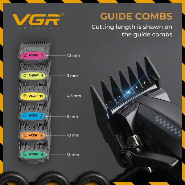 VGR V-270 Profesyonel Saç Kesme Makinesi, 9000 RPM Yüksek Hızlı Motor ve LED Ekran Sarı
