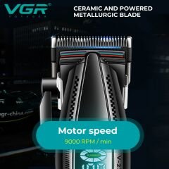 VGR V-270 Profesyonel Saç Kesme Makinesi, 9000 RPM Yüksek Hızlı Motor ve LED Ekran mavi
