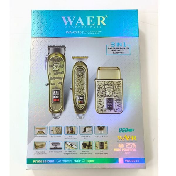 WAER Profesyonel Tıraş ve Saç Kesme Seti - 3'ü 1 Arada WA-0215