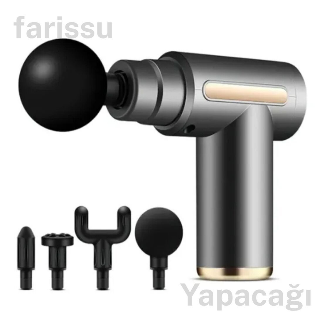 Mini Masaj Tabancası - Taşınabilir ve Şarjlı gri