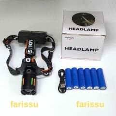 30W Teleskopik Zoom Şarjlı Kafa Feneri - 3 Adet Yedek Pil Hediyeli (Toplam 6 Pil)