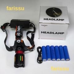 30W Teleskopik Zoom Şarjlı Kafa Feneri - 3 Adet Yedek Pil Hediyeli (Toplam 6 Pil)