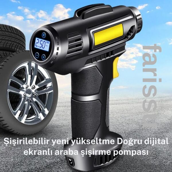 Şişirilebilir Dijital Ekranlı Kablolu Araba Şişirme Pompası