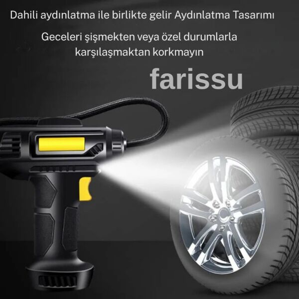 Şişirilebilir Dijital Ekranlı Kablolu Araba Şişirme Pompası