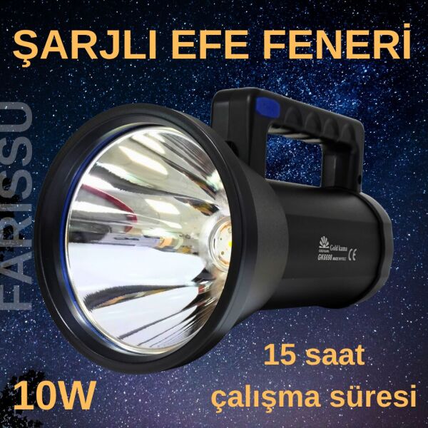 GK6698 | Uzun Mesafe Güçlü LED El Projektörü | 15 Saat Kesintisiz Aydınlatma