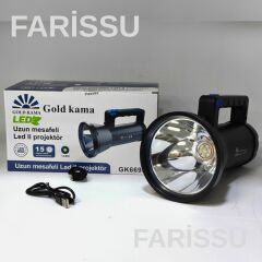 GK6698 | Uzun Mesafe Güçlü LED El Projektörü | 15 Saat Kesintisiz Aydınlatma